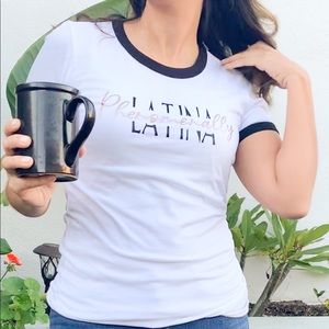 NEW Phenomenally Latina black trim tee